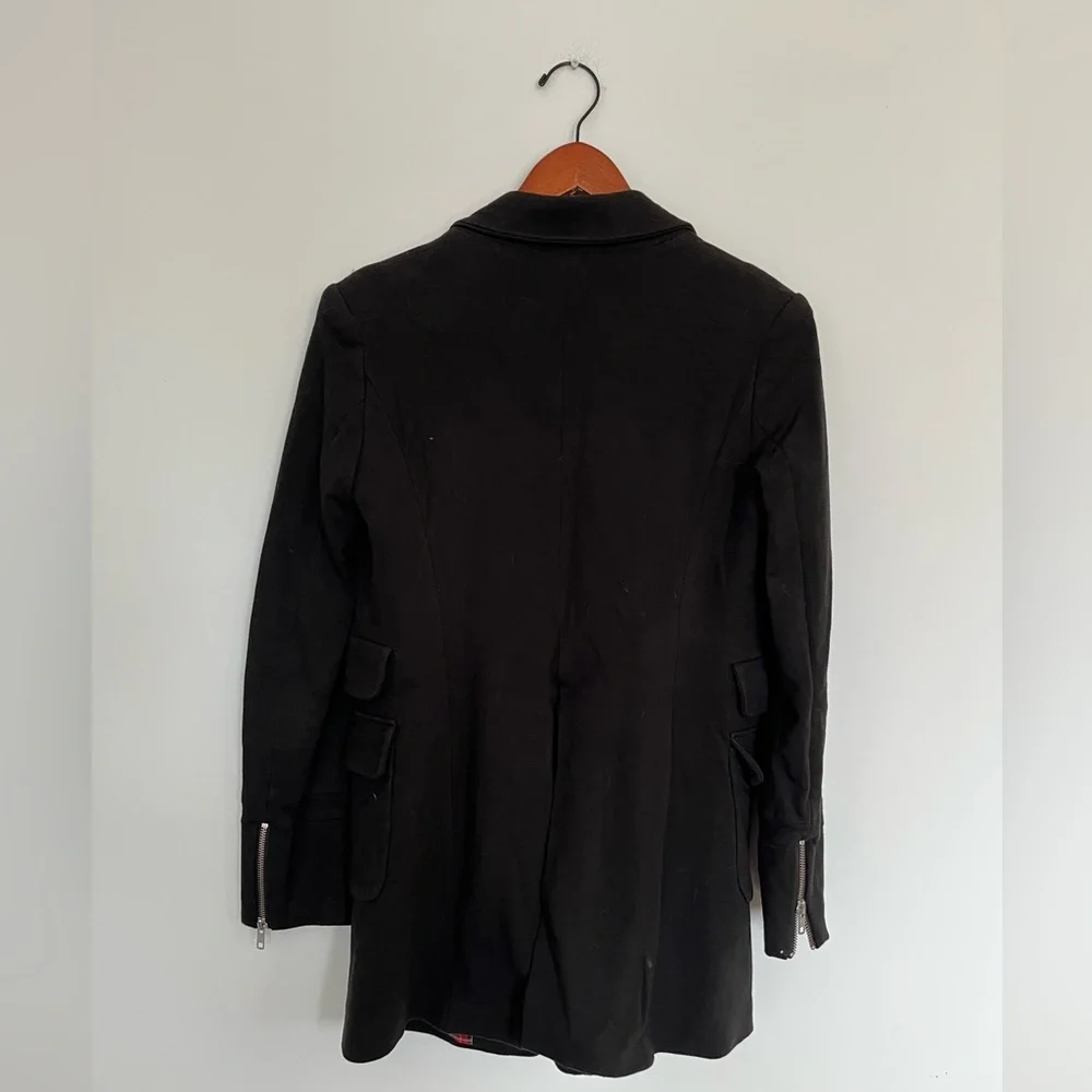 Vintage Black Blazer with Red Plaid Tartan Lining The Battalion Size Small - Picture 3 of 8